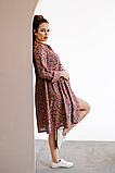 Сукня для вагітних бавовняна з секретом для годування універсального крою коричнева, 5292604-К, фото 5