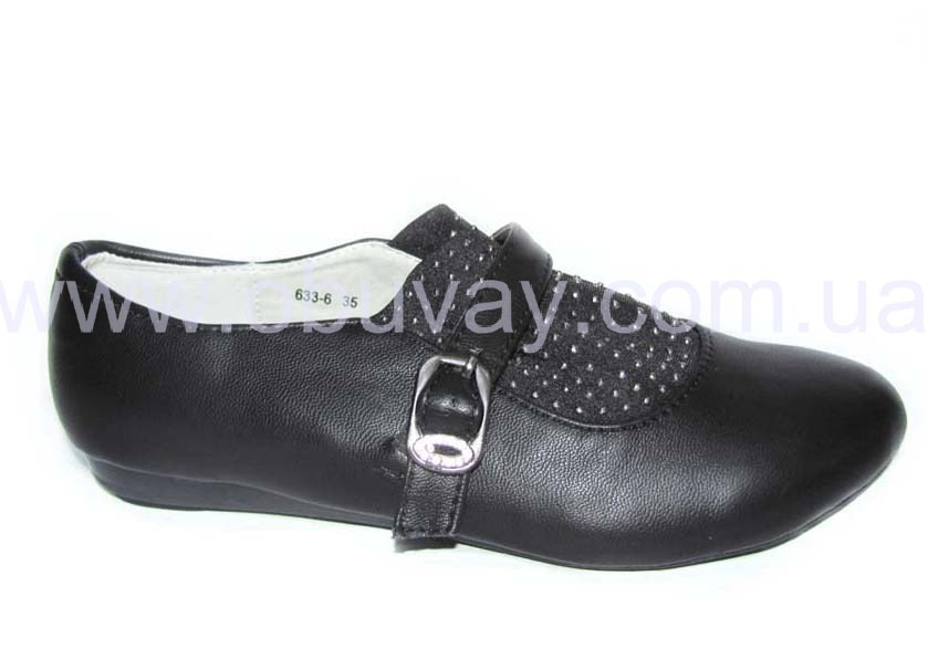 Дитячі підліткові туфлі чорні шкільні для дівчинки 34 розмір устілка 22 см B&G (№633-6)