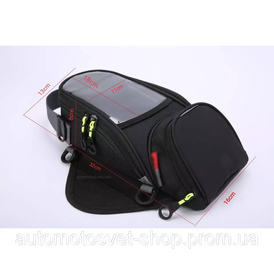 Мото сумка на бак мотоцикла кофры скутера ткань мотосумка на магнитах дождевик ремни - фото 4 - id-p1444623848