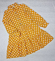 Повітряне дитяче жовте плаття в горошок Незабудка для дівчинки РЕТРО 140,146см