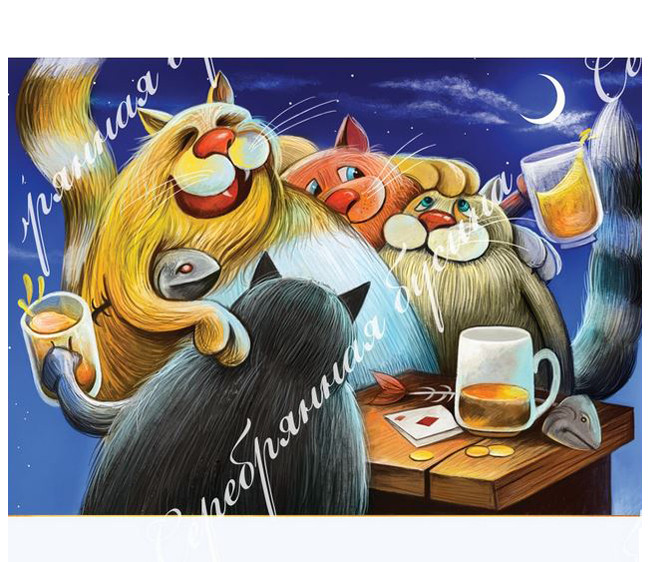 Схема для вишивки бісером з котами "Весела компанія", фото 1