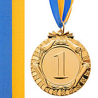 Спортивна медаль з стрічкою d=6,5 см C-6863 OF, 1 місце (золото)