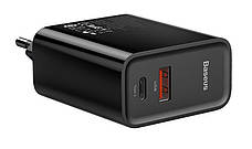 Зарядний пристрій (зарядка) для телефону Baseus Speed Type-C+USB PPS Чорний (CCFS-C01), фото 5