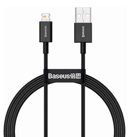 Кабель для зарядки телефона/ смартфона Baseus USB-Lightning 1 м 2.4 А Чорний (CALYS-A01), фото 1