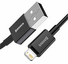 Кабель для зарядки телефона/ смартфона Baseus USB-Lightning 1 м 2.4 А Чорний (CALYS-A01), фото 3