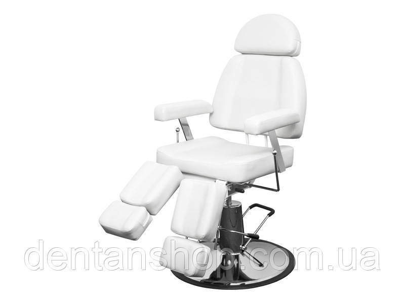 Педикюрне крісло Біле з регульованою спинкою, з гідравлічним регулюванням висоти мод. 227В-2