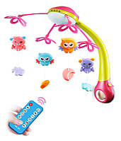 Карусель-проектор, 20 мелодій, на ліжечко з ПУ та проектор "Зоряного неба" 56810, малиновий