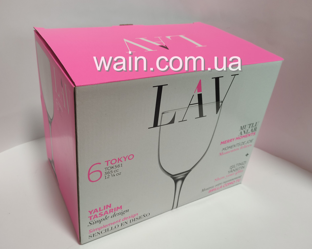 Набір великих келихів для вина 365 мл 6 шт скляних Tokyo LAV