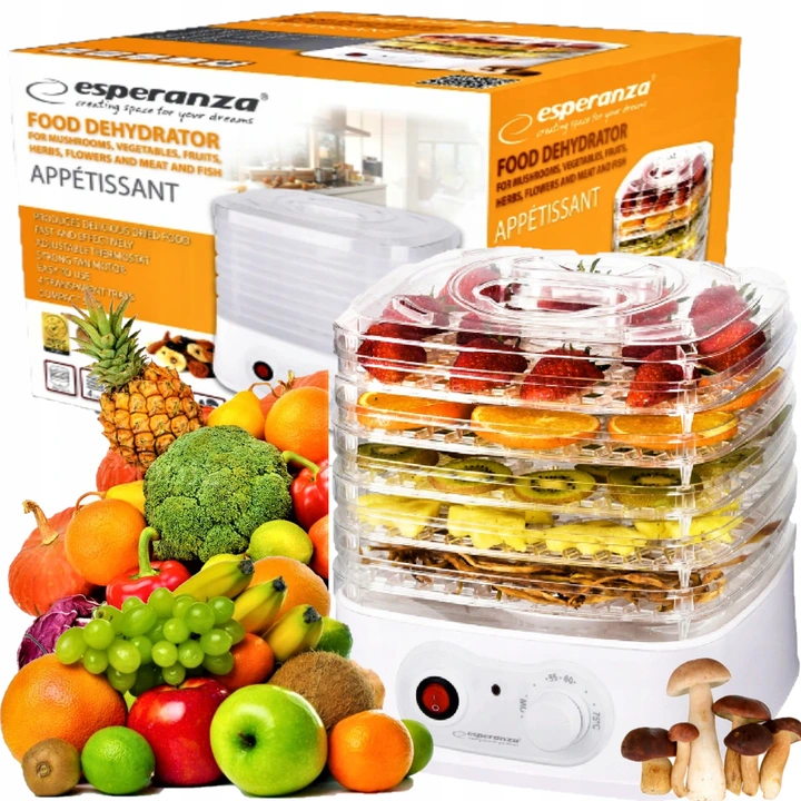 Сушарка для овочів і фруктів Esperanza EKD004 (250Вт, 4 секцій, Польща), фото 1