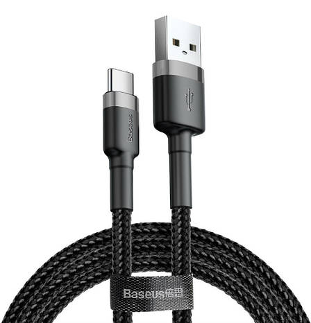 Кабель для зарядки телефона/ смартфона Baseus USB-Type-C 2 м 2 A Чорний/ Сірий (CATKLF-CG1), фото 1