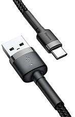 Кабель для зарядки телефона/ смартфона Baseus USB-Type-C 2 м 2 A Чорний/ Сірий (CATKLF-CG1), фото 4
