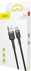 Кабель для зарядки телефона/ смартфона Baseus USB-Type-C 2 м 2 A Чорний/ Сірий (CATKLF-CG1), фото 6