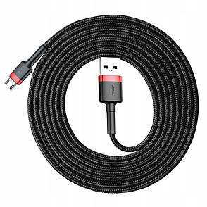 Кабель для зарядки телефона/ смартфона Baseus USB-micro USB 2 м 1.5 A Чорний/ Червоний (CAMKLF-C91), фото 3