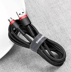 Кабель для зарядки телефона/ смартфона Baseus USB-micro USB 2 м 1.5 A Чорний/ Червоний (CAMKLF-C91), фото 4