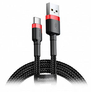 Кабель для зарядки телефона/ смартфона Baseus Cafule USB-Type-C 2 м 2 А Чорний/Червоний (CATKLF-U91), фото 1