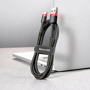 Кабель для зарядки телефона/ смартфона Baseus Cafule USB-Type-C 2 м 2 А Чорний/Червоний (CATKLF-U91), фото 3