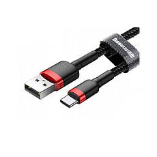Кабель для зарядки телефона/ смартфона Baseus Cafule USB-Type-C 2 м 2 А Чорний/Червоний (CATKLF-U91), фото 5