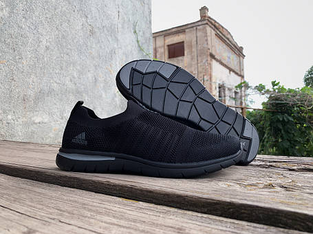 Мокасини чоловічі кросівки Adidas Full Black чорні, фото 1