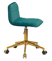 Стілець Real GD-Modern Office зелений 1003 велюр на золотий хромованої хрестовини модерн на колесах, фото 2