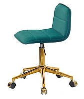 Стілець Real GD-Modern Office зелений 1003 велюр на золотий хромованої хрестовини модерн на колесах, фото 3