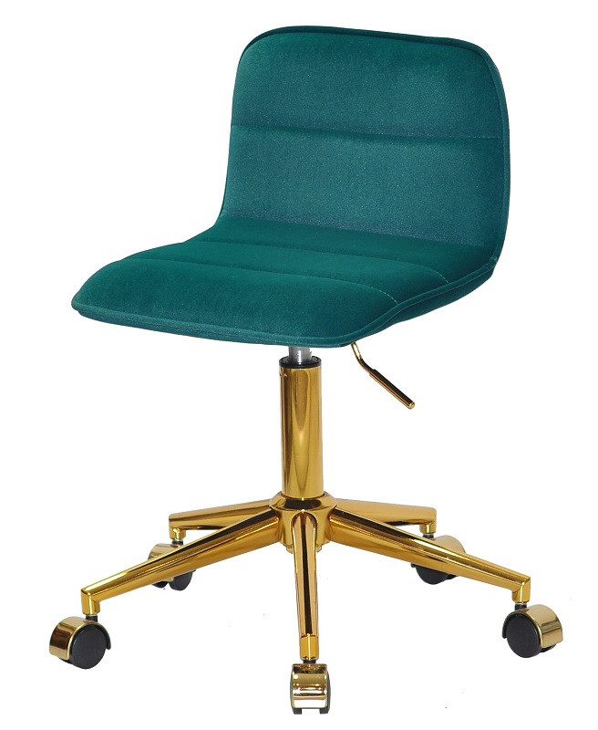 Стілець Real GD-Modern Office зелений 1003 велюр на золотий хромованої хрестовини модерн на колесах, фото 1