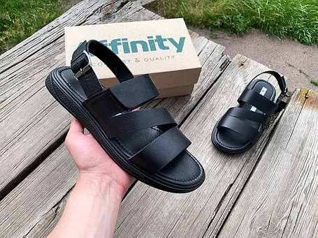 Чоловічі шкіряні сандалі босоніжки Affinity на липучці, фото 1