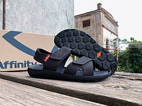 Чоловічі шкіряні сандалії босоніжки Affinity на липучці чорні із синім