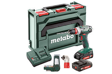 Акумуляторний шуруповерт METABO BS 18 QUICK + Кутова насадка + Набор біт 9 шт.