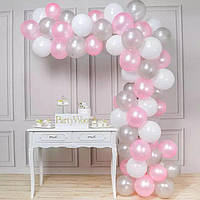 Гирлянда арка розовая из воздушных шаров 58 шт Нежная