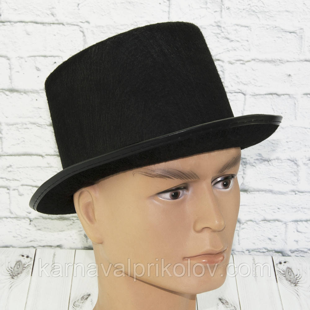 Шляпа Цилиндр фетр H12см (черный) - фото 1 - id-p149456994