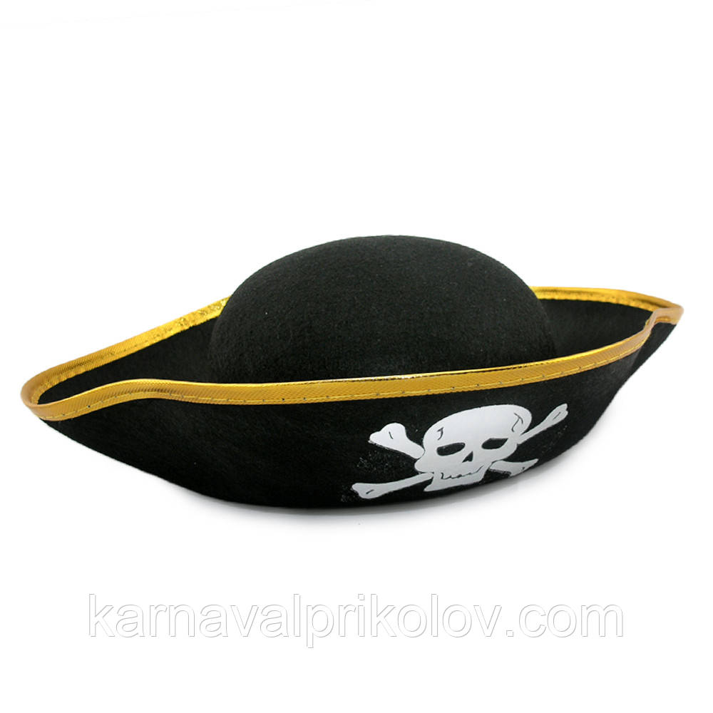 Шляпа детская Пирата фетр (черный с золотом) - фото 1 - id-p149457010
