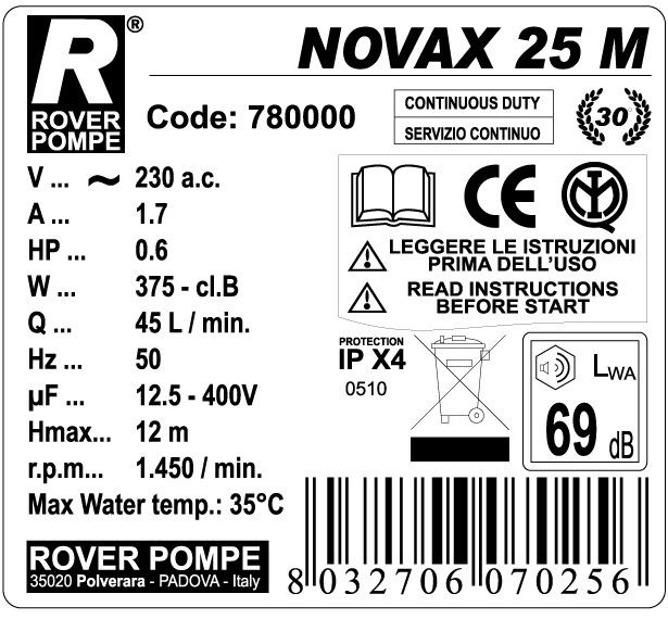 Насос NOVAX 25 M - фото 2 - id-p18003526