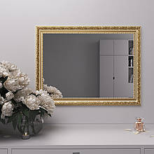 Дзеркало на стіну навісне 80х60 золотисте з патиною Black Mirror у ванну кімнату