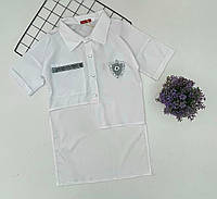 Блузка школьная детская МЕГГИ для девочки Белая р.134
