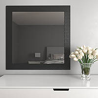 Квадратное зеркало в черной раме | Настенное 96х96 | Black Mirror в ванную комнату | Для туалетного столика