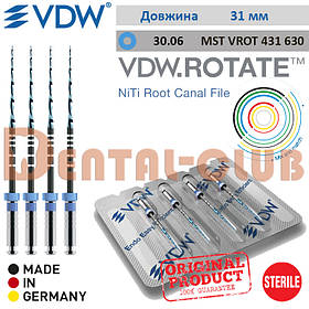 Нікель-титанові файли для кореневих каналів VDW.ROTATE ™ 4 шт., Довжина 31 мм, 30.06