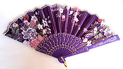 Віяло мереживний Fashion (23 см) квіти, фіолетовий