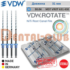 Нікель-титанові файли для кореневих каналів VDW.ROTATE ™ 4 шт., Довжина 31 мм, 30.04