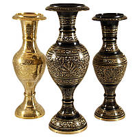 Ваза золотистая высота 35 см - Индийская ваза Латунь, напольная ваза