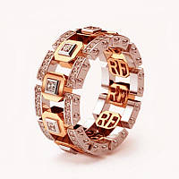 Мужское кольцо алюминиевого сплава золотистого цвета с камнями S5545-7 Stainless Steel Размер 7/17.3 мм