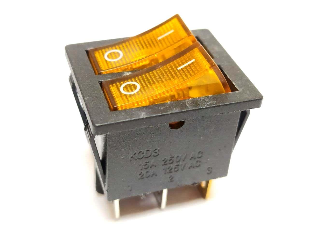 Переключатель KCD2-2101N, ON-OFF 6pin 15A 250V, двойной Y+Y, цена 28.40 ...