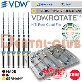 Нікель-титанові файли для кореневих каналів VDW.ROTATE ™ 6 шт., Довжина 31 мм, 20.05