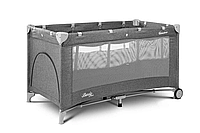 Манеж-кроватка 2 в 1 Caretero Basic Plus с колесами и матрасом + сумка для транспортировки Темно-серый