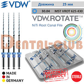 Нікель-титанові файли для кореневих каналів VDW.ROTATE ™ 4 шт., Довжина 21 мм, 30.04