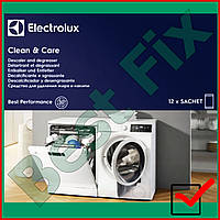 Очиститель для стиральных машин CLEAN & CARE от Electrolux сделано в Италии упаковка 12 пакетиков blue