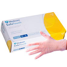 Рукавички вінілові Medicom SafeTouch упаковка - 50 пар, розмір M (без пудрити) прозорі