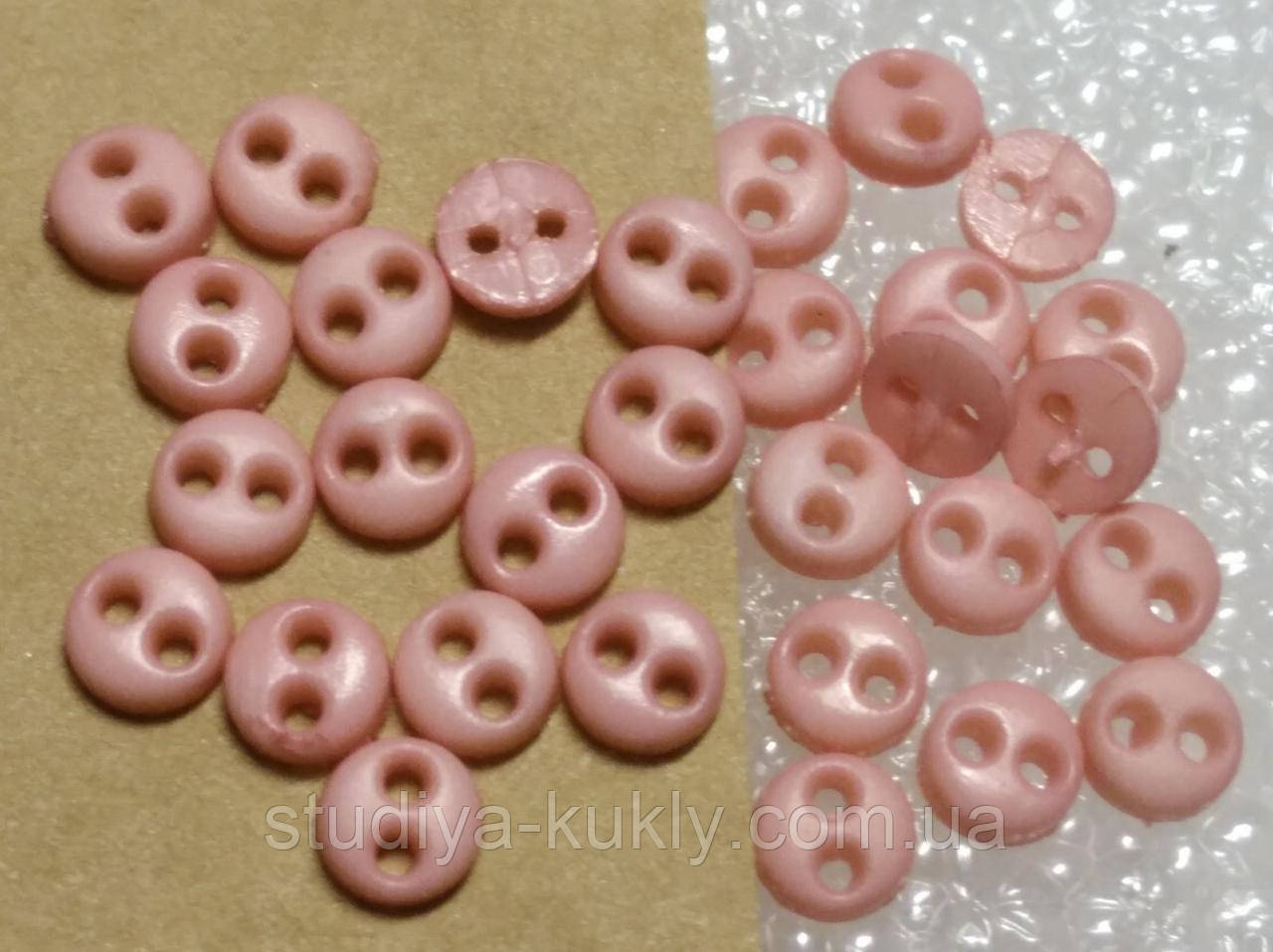 Гудзики для ляльок мікро, 4 мм, № 4.4, відтінок рожевого