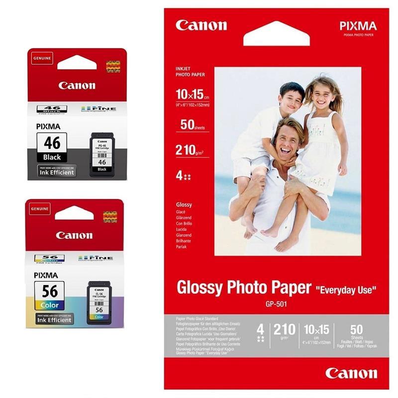 Картридж Canon (PG-46/CL-56) Pixma E404/E464/E484 Black/Color (9059B003) + Фотопапір Canon (GP-501) 50 л