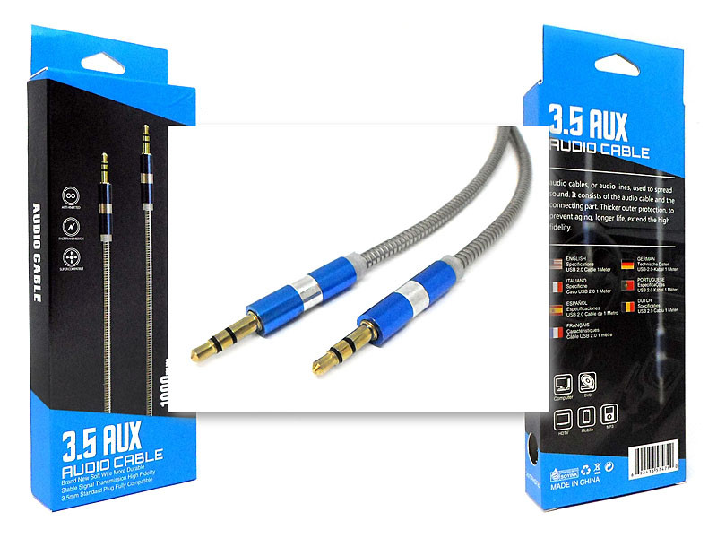 Кабель AUX jack 3,5мм у коробці прямий AUX-522 200шт 7954, фото 1