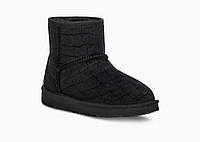 Женские сапоги угги UGG CLASSIC MINI II CROC ОРИГИНАЛ (размер US 6,5) черные